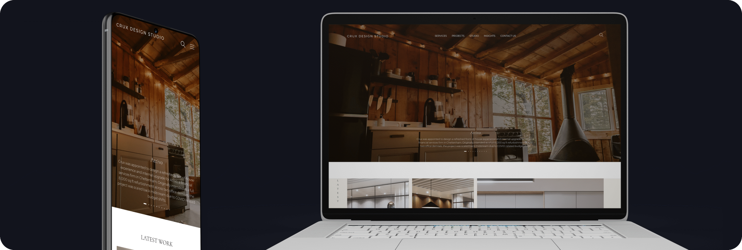 Crux Design Studio desktop and mobile mockup